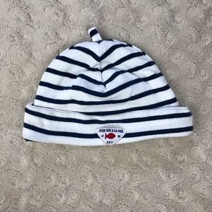 Weekend a la Mer Baby Hat Blue White Stripes Red